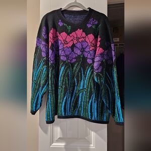 Metallic knit floral vintage NutCracker sweater